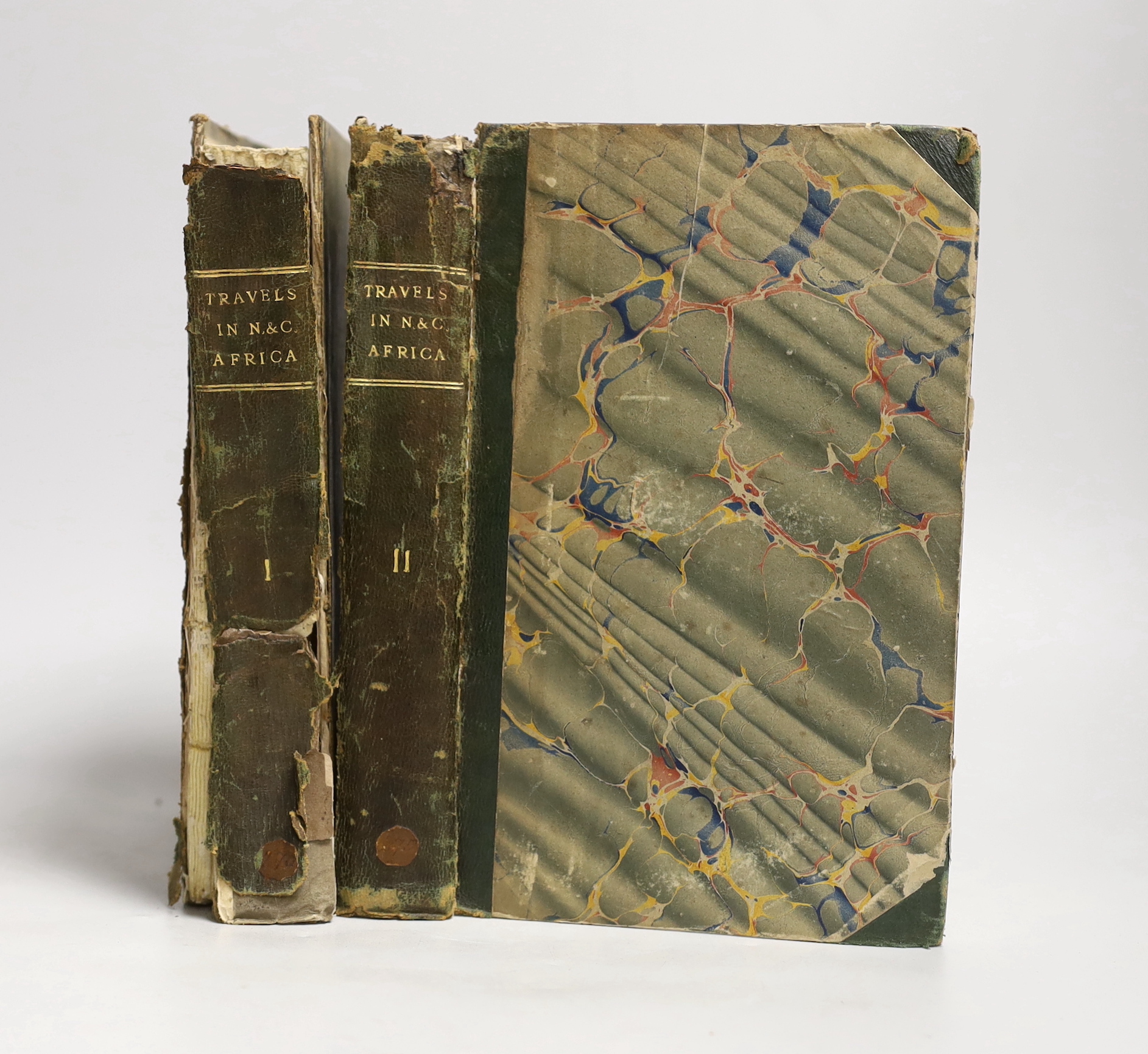 Denham, Maj. Dixon, Clapperton, Capt. Hugh & Oudney, Dr. - Narrative of Travels and Discoveries in Northern and Central Africa, in the years 1822, 1823, and 1824 ... 2nd edition, 2 vols, 3 folded maps, 12 plates (1 colou